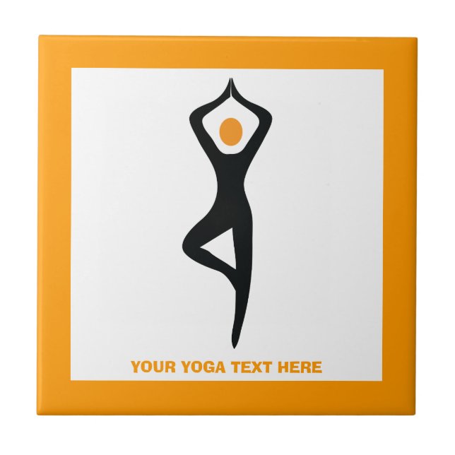Yoga Pose schwarz, orange Fliese (Vorderseite)
