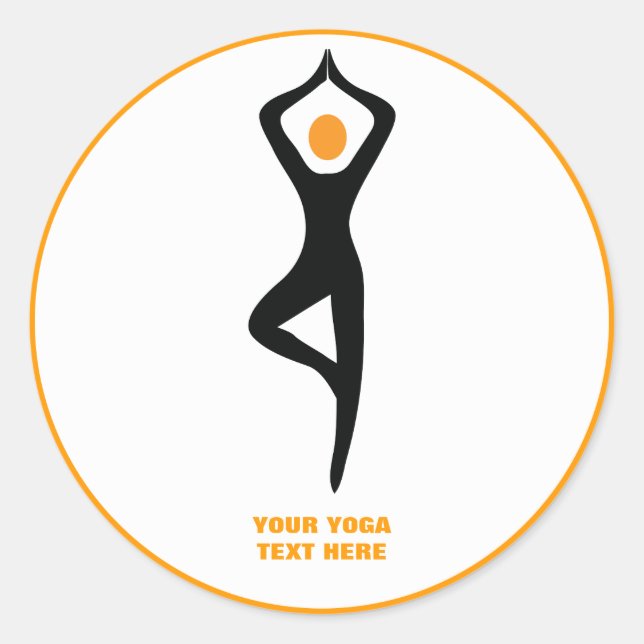 Yoga Pose schwarz, orange Runder Aufkleber (Vorderseite)