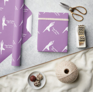 Yoga Pose Silhouette Happy Birthday Packpapier