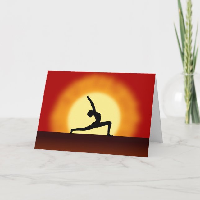 Yoga-Pose-Silhouette-Sonnenaufgang-Gruß-Karten Karte (Vorderseite)