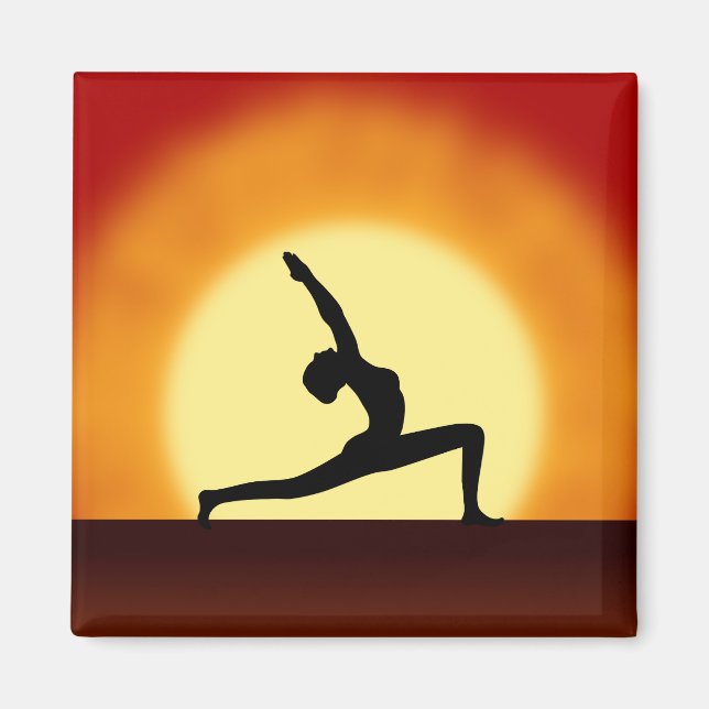 Yoga Pose Silhouette  Sunrise Kühlschrankmagnete Magnet (Vorne)