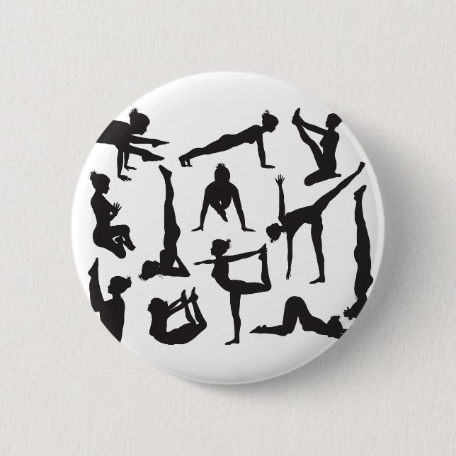 Yoga-Pose-Silhouetten Button (Vorderseite)