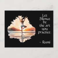 Yoga-Pose und Rumi-Silence-Zitat