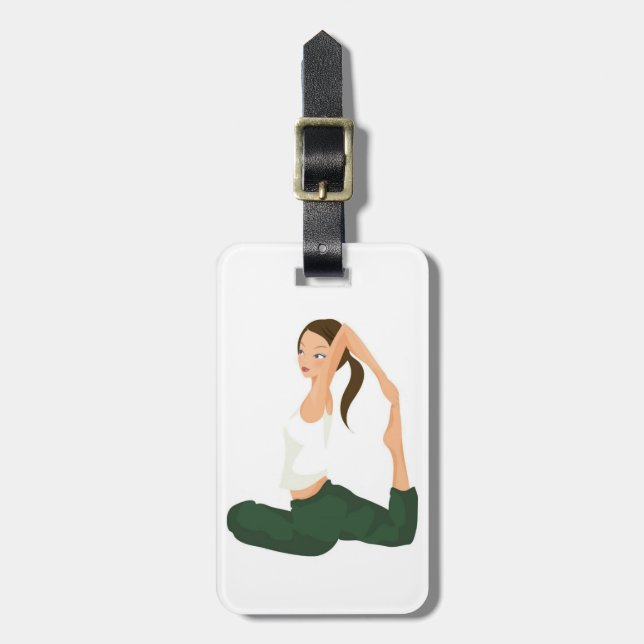 Yoga-Pose-weiblicher Yoga-Praktiker personalisiert Gepäckanhänger (Vorderseite vertikal)