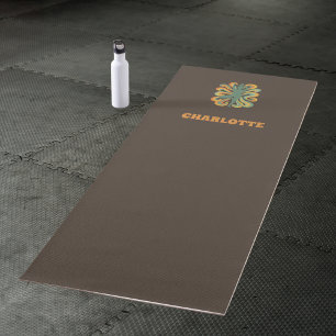 Yoga-Pose-Wirbel im Retro-Stil in Braun und Orange Yogamatte