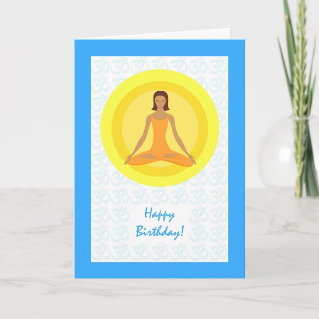 Yoga-Pose, Zeit zum Atmen nehmen, Geburtstag Karte (Vorderseite)