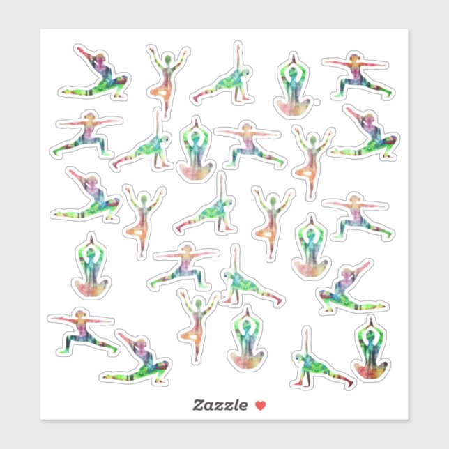 Yoga-Posen Aufkleber (Blatt)