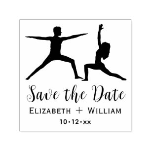 Yoga-Posen für Paare Brautpavillon Save the Date Permastempel