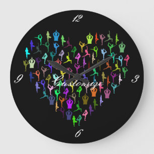 Yoga-Posen Herz Thunder_Cove Große Wanduhr