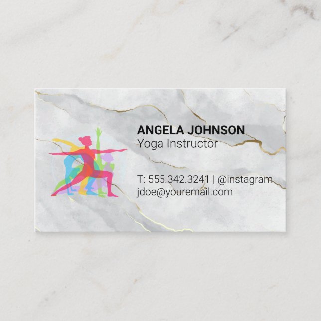 Yoga-Posen-Logo | Marmor Visitenkarte (Vorderseite)