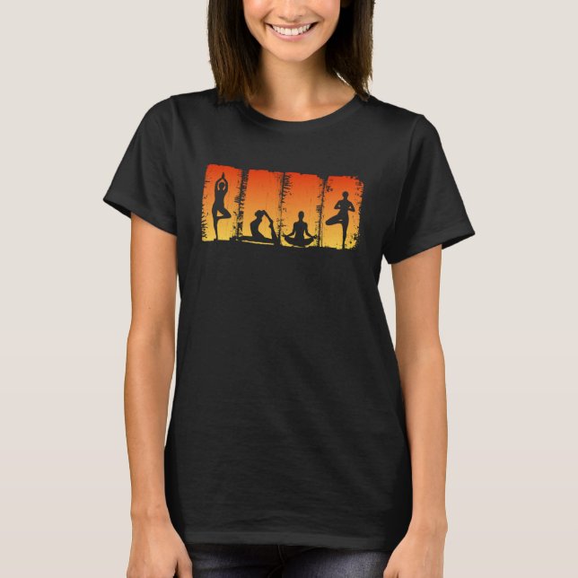 Yoga Posen Medizin Bewusstsein Retro Zen Fitness T-Shirt (Vorderseite)