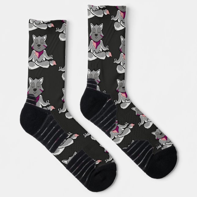 Yoga-Posen-Muster | Yoga-nahtloses Muster 19 Magn Socken (Rechts)