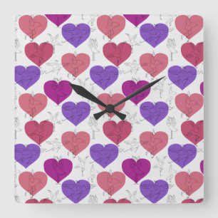 Yoga-Posen-Muster   Yoga-nahtloses Muster 3 Quadratische Wanduhr