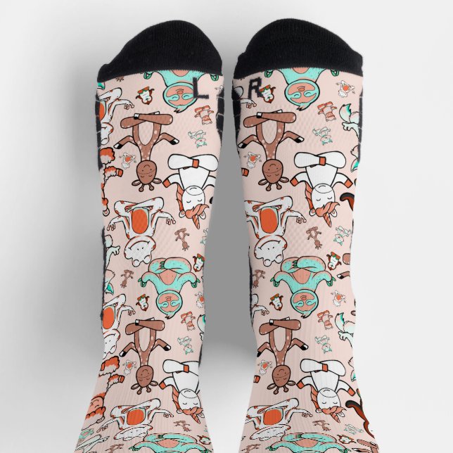 Yoga-Posen-Muster | Yoga-nahtloses Muster 51 iPad Socken (Oben)