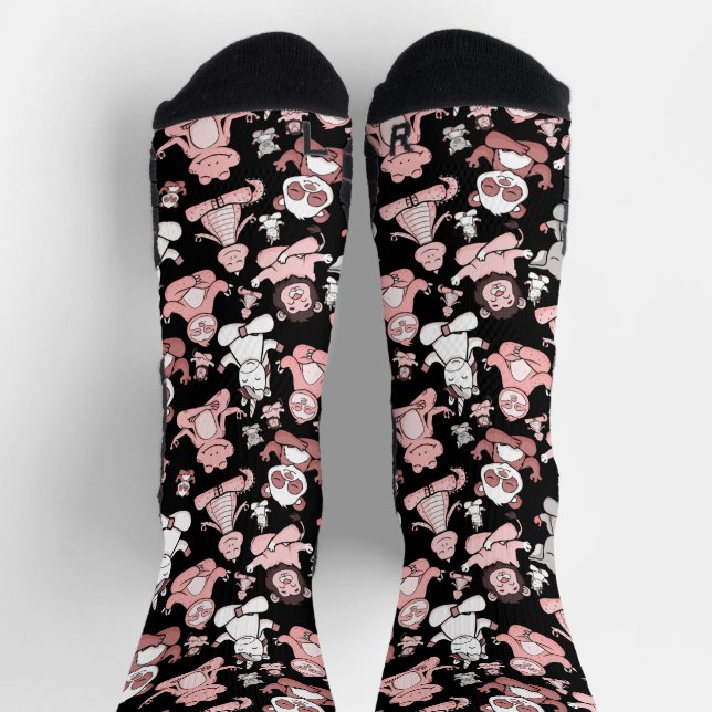 Yoga-Posen-Muster | Yoga-nahtloses Muster 55 Bath Socken (Oben)