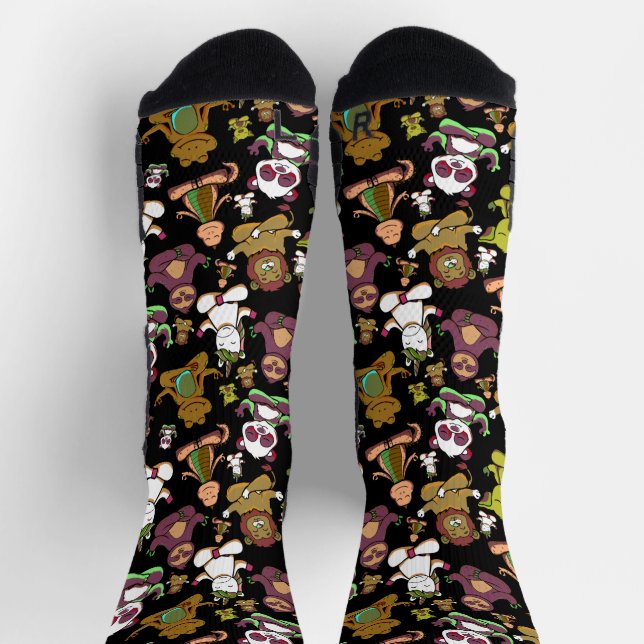 Yoga-Posen-Muster | Yoga-nahtloses Muster 57 Post Socken (Oben)