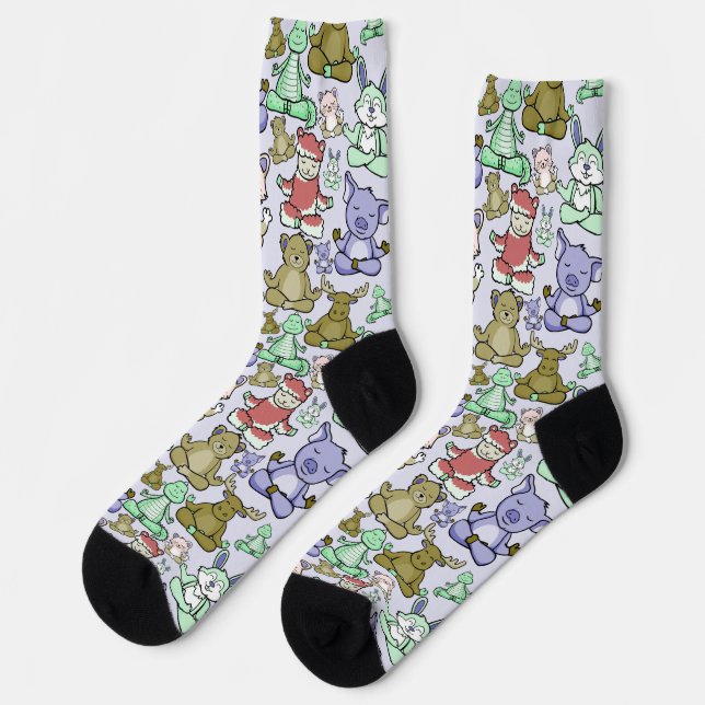 Yoga-Posen-Muster | Yoga-nahtloses Muster 60 Thro Socken (Linkes Detail)