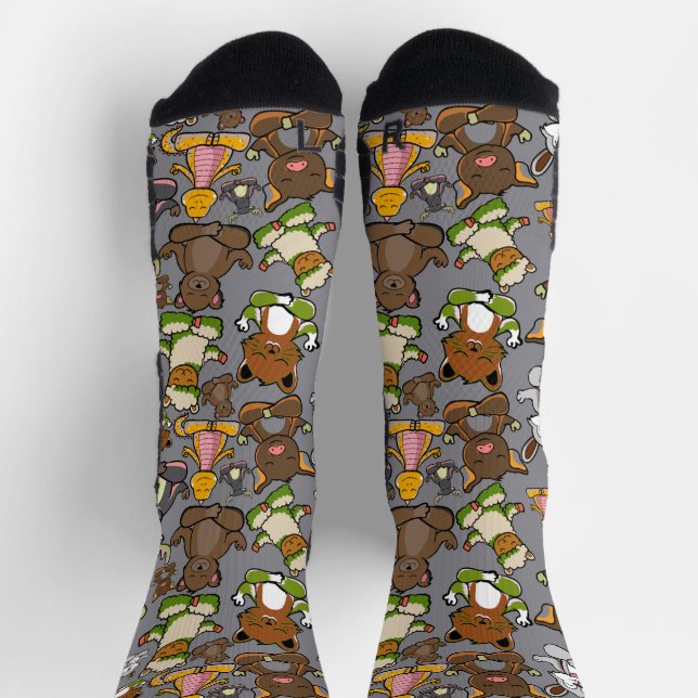 Yoga-Posen-Muster | Yoga-nahtloses Muster 61 Band Socken (Oben)