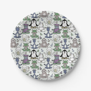 Yoga-Posen-Muster   Yoga-nahtloses Muster 66 Pappteller
