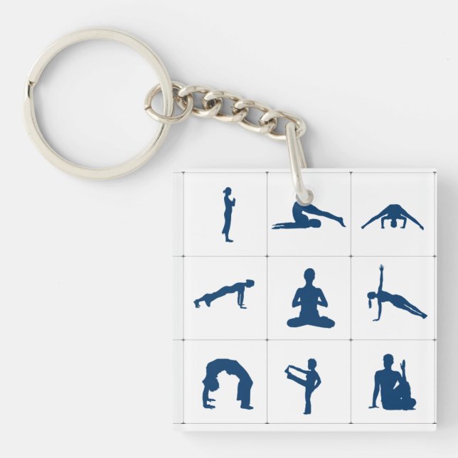 Yoga Posen & Positionen Zen & Meditation Schlüsselanhänger (Vorderseite)