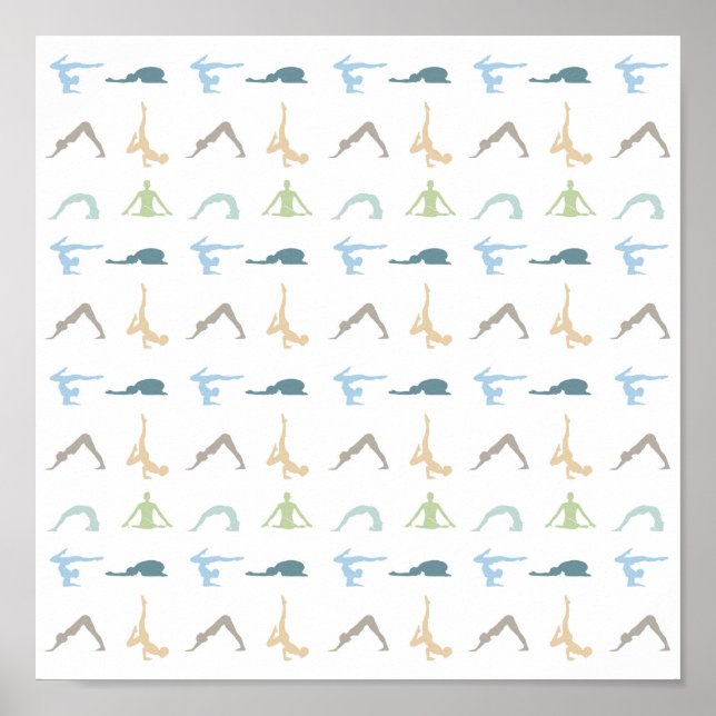 Yoga-Posen Silhouette Achtsamkeit Medizin Poster (Vorne)