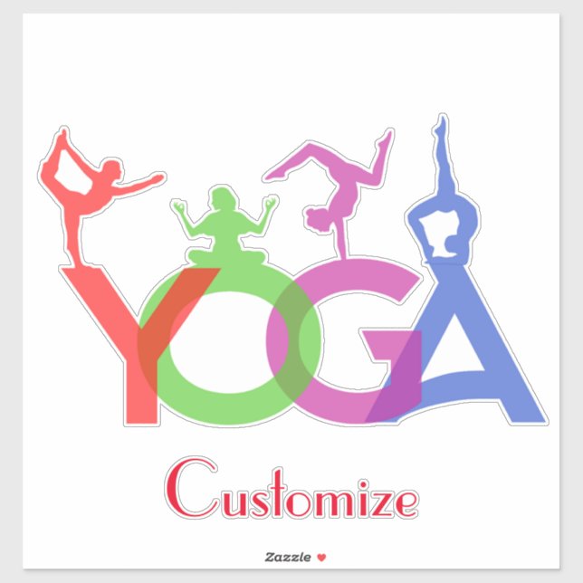 Yoga Posen Silhouetten Thunder_Cove Aufkleber (Blatt)