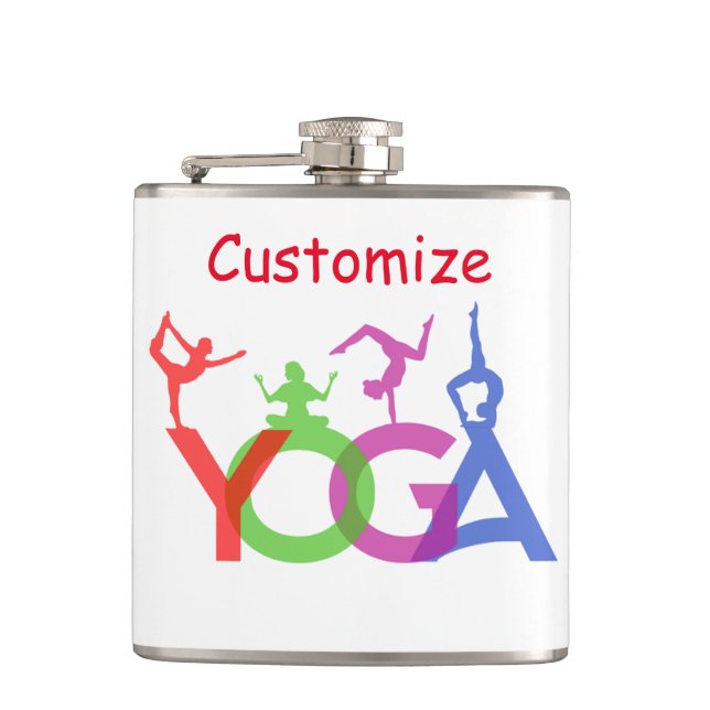 Yoga Posen Silhouetten Thunder_Cove Flachmann (Vorderseite)