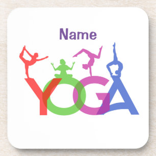Yoga Posen Silhouetten Thunder_Cove Getränkeuntersetzer