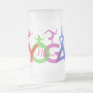 Yoga Posen Silhouetten Thunder_Cove Mattglas Bierglas
