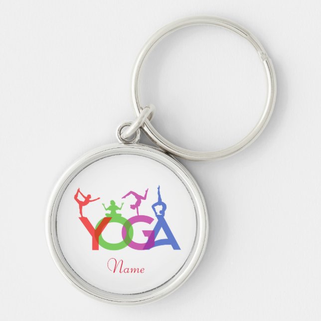 Yoga Posen Silhouetten Thunder_Cove Schlüsselanhänger (Vorne)