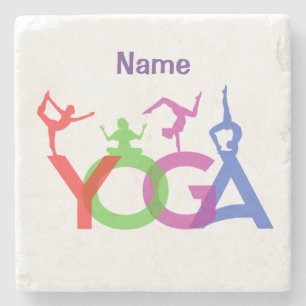 Yoga Posen Silhouetten Thunder_Cove Steinuntersetzer