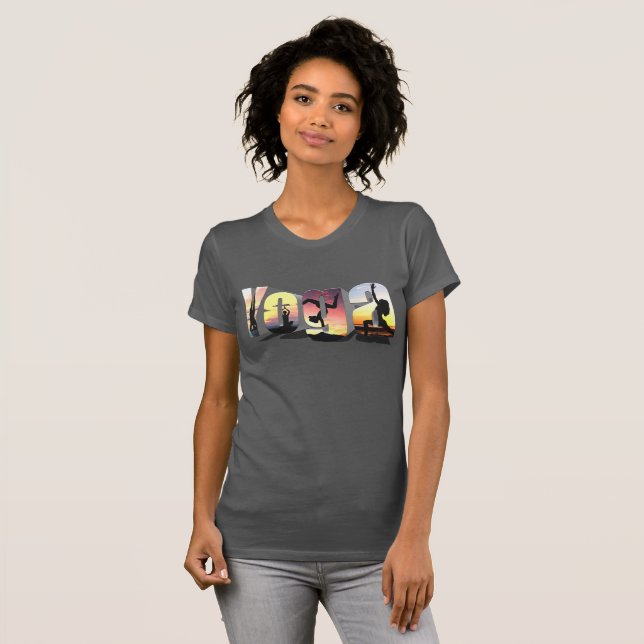 Yoga Posen T - Shirt für Frauen. (Vorne ganz)