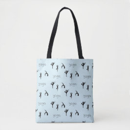 Yoga-Posen und Textmuster auf blau Tasche