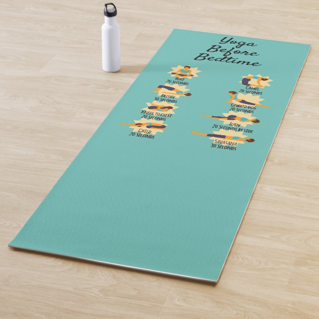 Yoga-Posen vor routinemäßigen Posen mit Zeiten Yogamatte (Beispiel)
