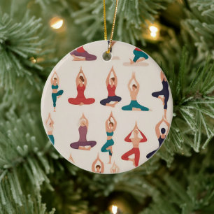 Yoga Posen Weihnachtsfeier Keramik Ornament