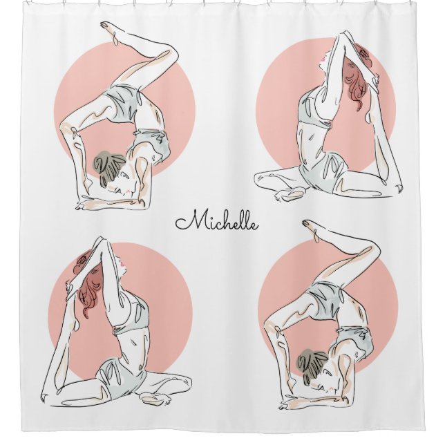 Yoga Poses nom personnalisé rideau de douche (Devant)