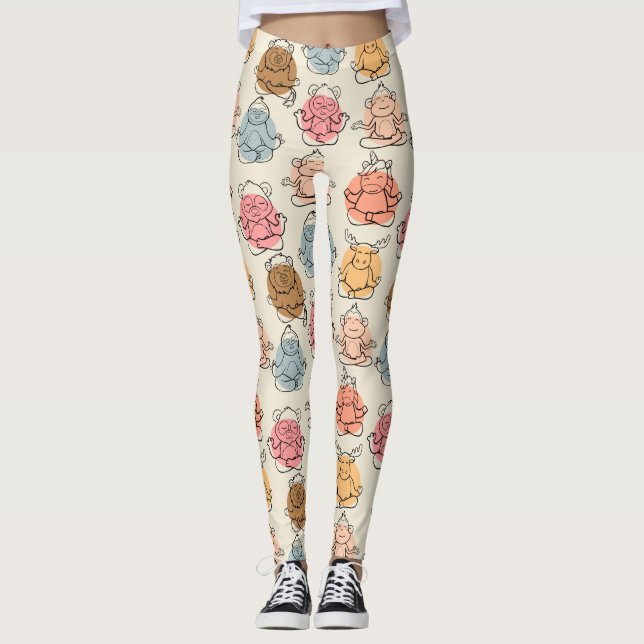 Yoga poses pattern | Yoga seamless pattern 42 Leggings (Vorderseite)