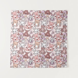 Yoga poses pattern Yoga seamless pattern 48 Wandteppich