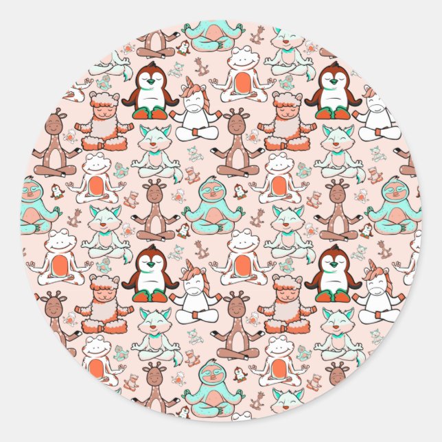 Yoga poses pattern | Yoga seamless pattern 51 Runder Aufkleber (Vorderseite)