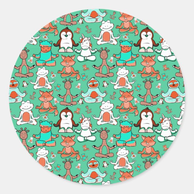 Yoga poses pattern | Yoga seamless pattern 53 Runder Aufkleber (Vorderseite)