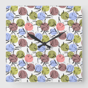 Yoga-Poses Yoga seamless pattern 25 Quadratische Wanduhr