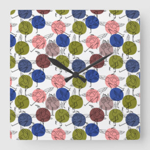 Yoga-Poses Yoga seamless pattern 34 Quadratische Wanduhr