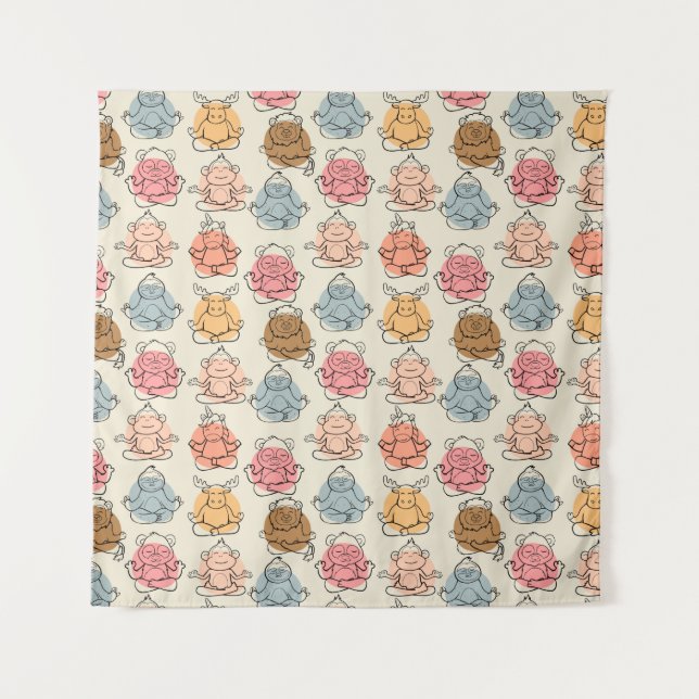 Yoga-Poses Yoga seamless pattern 42 Wandteppich (Vorderseite)
