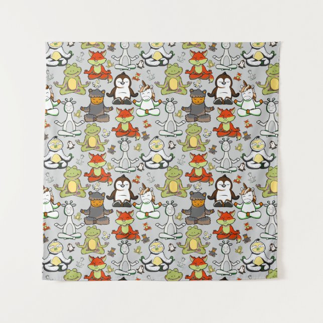 Yoga-Poses Yoga seamless pattern 44 Wandteppich (Vorderseite)
