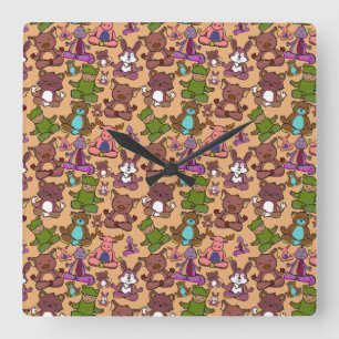 Yoga-Poses Yoga seamless pattern 50 Quadratische Wanduhr