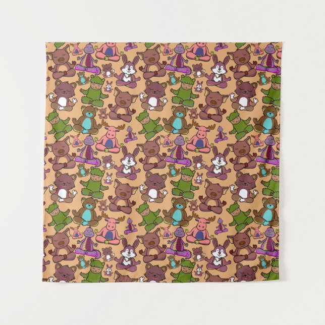Yoga-Poses Yoga seamless pattern 50 Wandteppich (Vorderseite)