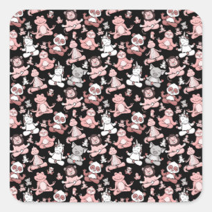 Yoga-Poses Yoga seamless pattern 55 Quadratischer Aufkleber