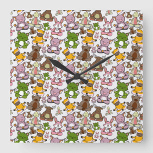 Yoga-Poses Yoga seamless pattern 58 Quadratische Wanduhr