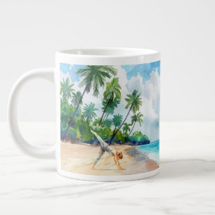 Yoga-Position am Strand  Jumbo-Tasse