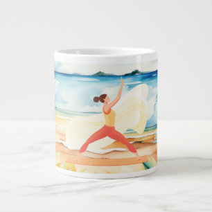 Yoga-Position am Strand Jumbo-Tasse